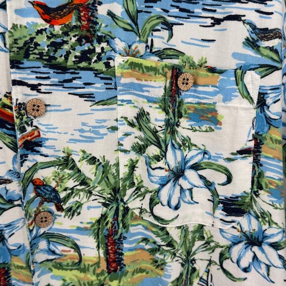 Ocean & Coast shirt men's L Hawaiian tropical floral beach bird print button - Picture 5 of 8